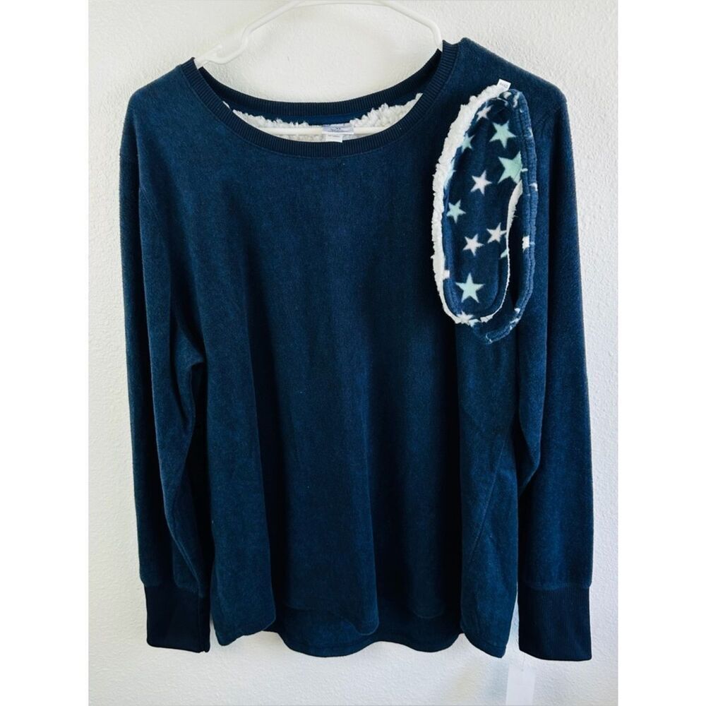 Croft &Barrow Navy Fleece Sleep Shirt With Eye Mask Size XL